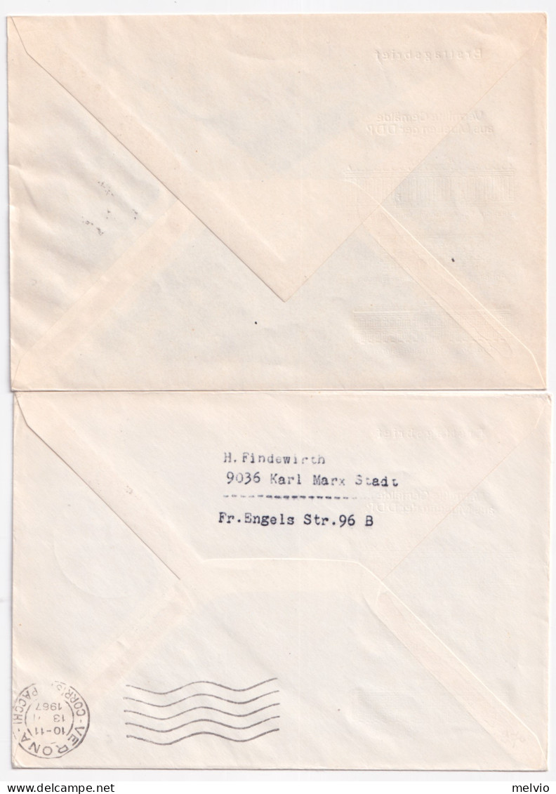 1967-GERMANIA DDR Quadri Celebri Persi Serie Cpl. (983/8) Su Due Fdc - Lettres & Documents
