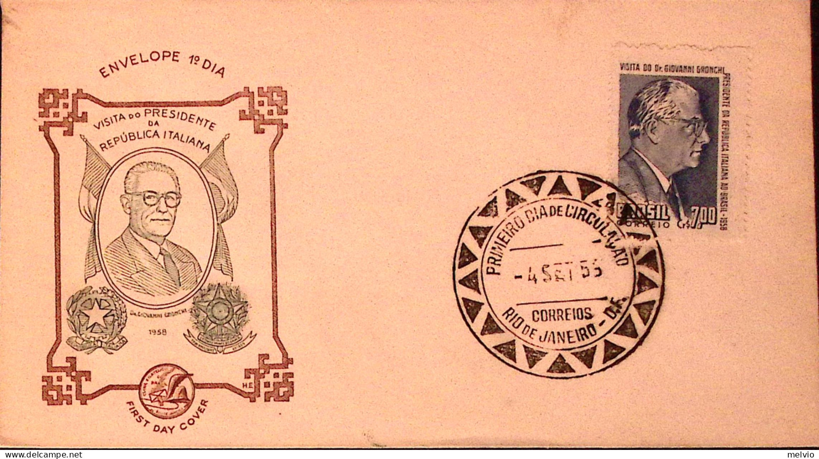 1958-Brasile Visita Presidente G. Gronchi (661) Su Busta Ann Fdc - FDC