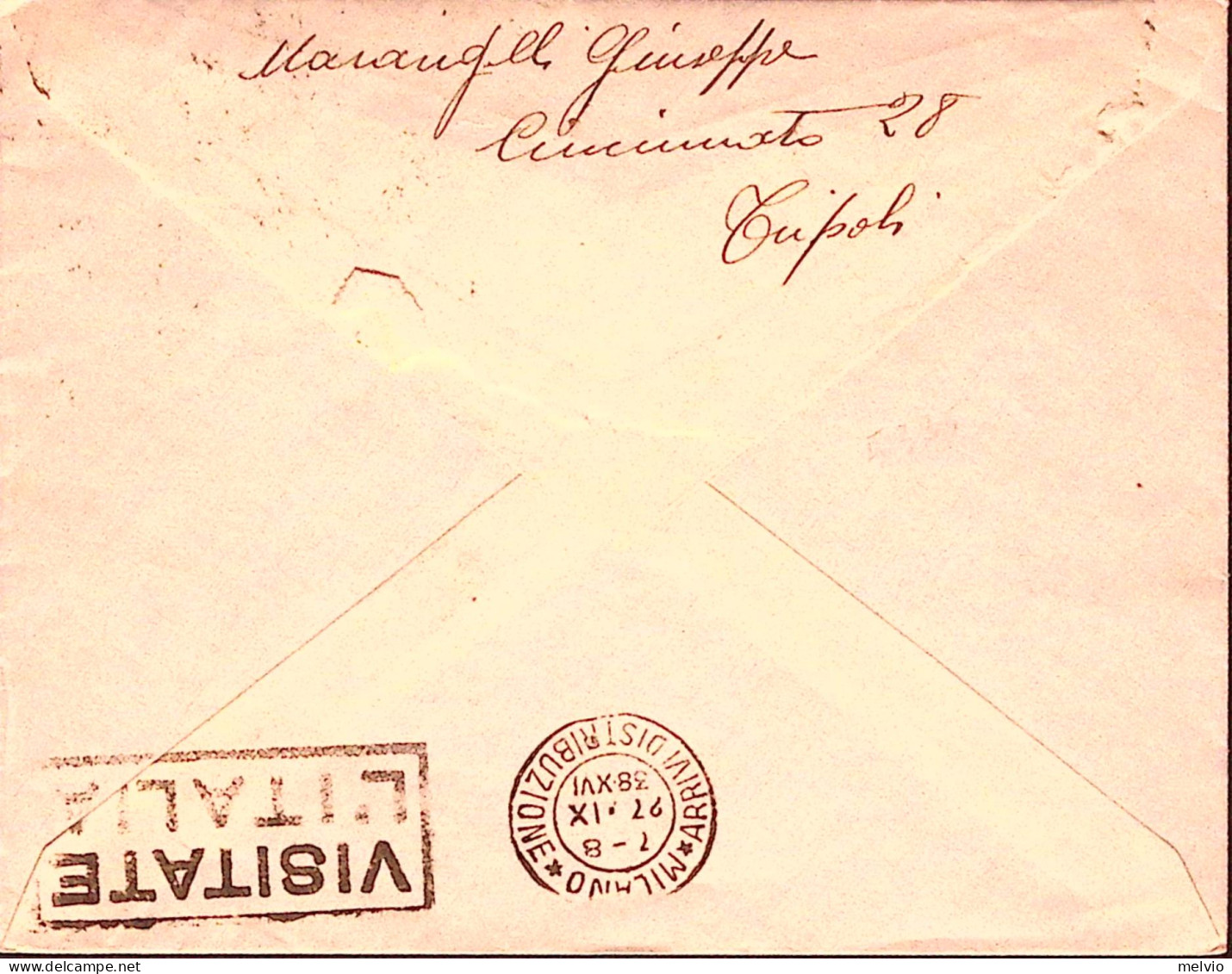 1938-LIBIA Posta Aerea/TRIPOLI C.2 (25.9) Su Busta Via Aerea - Libye