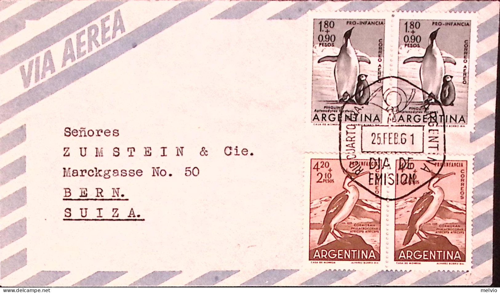 1961-Argentina Pro Infanzia Due Serie Cpl. (636 + PA 82) Su Fdc Viaggiata - FDC