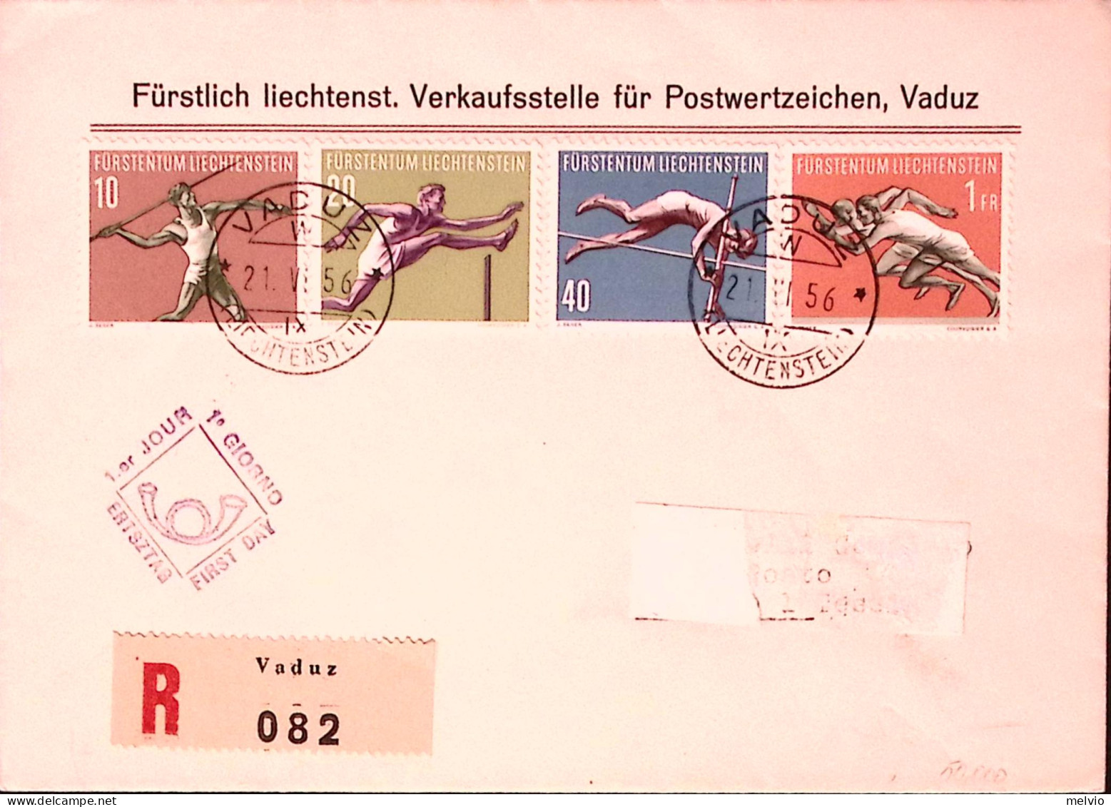 1956-Liechtenstein Sport Serie Cpl. (344/7) Su Fdc - FDC