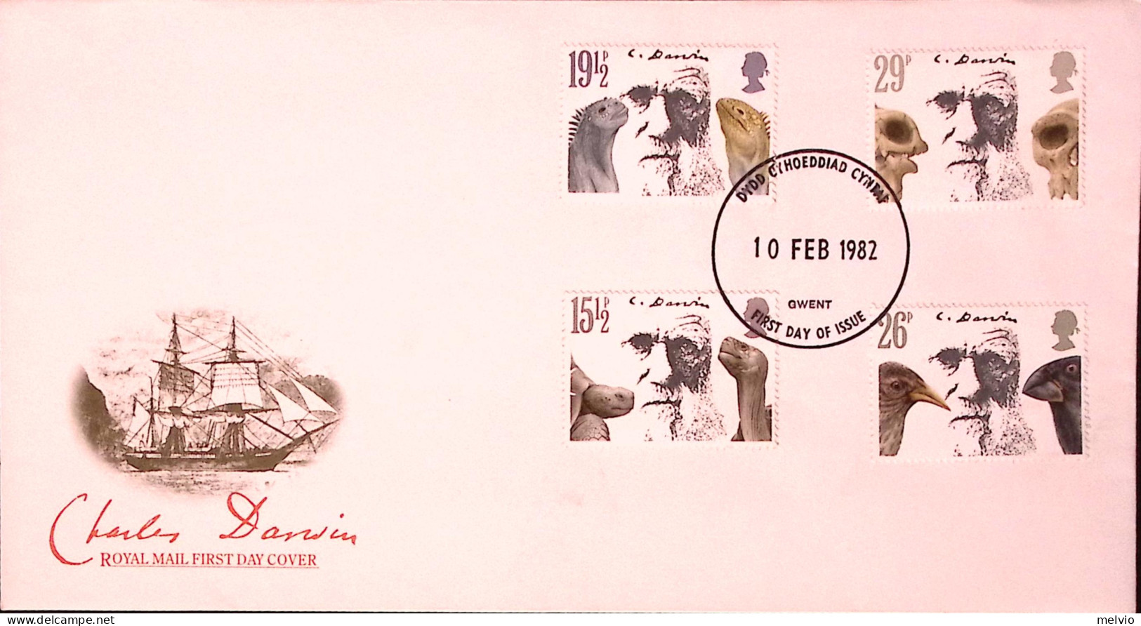 1982-GRAN BRETAGNA 100 Darwin Serie Cpl. (1023/6) Su Fdc - Briefe U. Dokumente