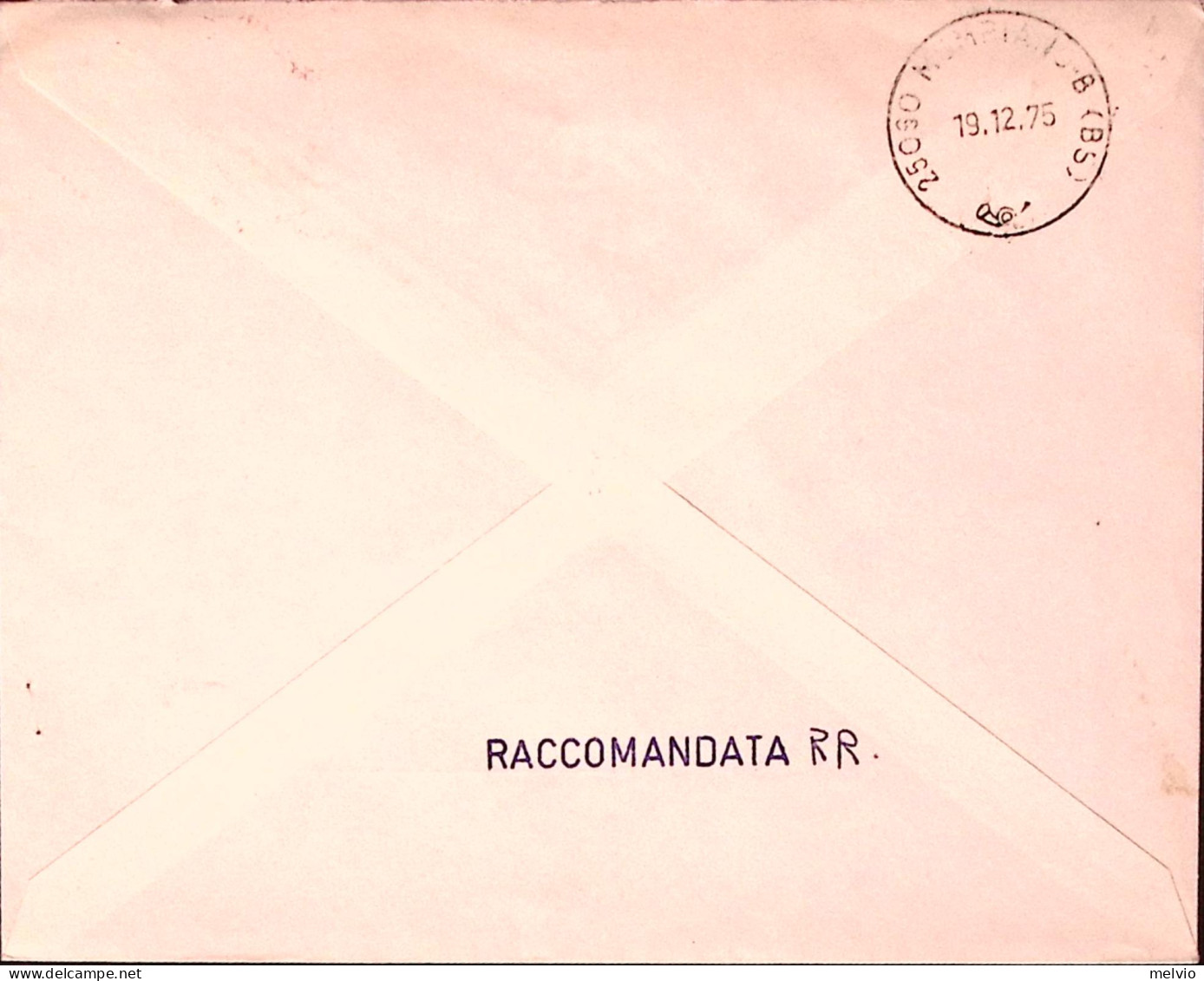 1975-GIORNATA FRANCOBOLLO'75 Coppia Lire 150 Su Raccomandata Brescia (18.12) - 1971-80: Marcophilie