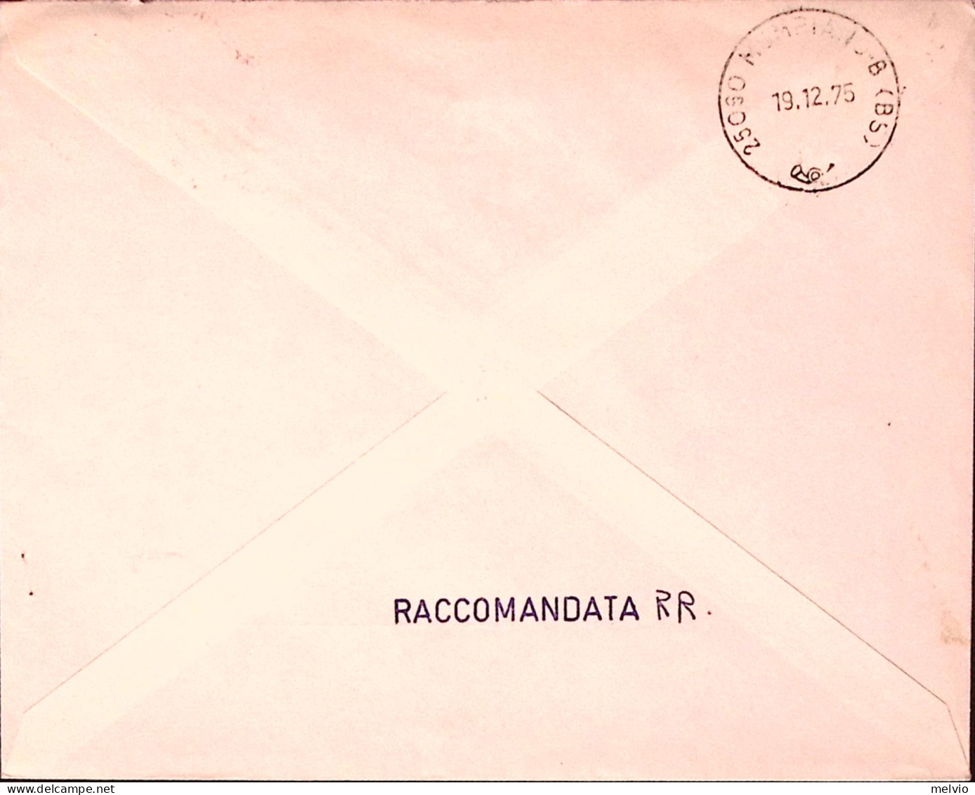 1975-GIORNATA FRANCOBOLLO'75 Coppia Lire 150 Su Raccomandata Brescia (18.12) - 1971-80: Marcophilia