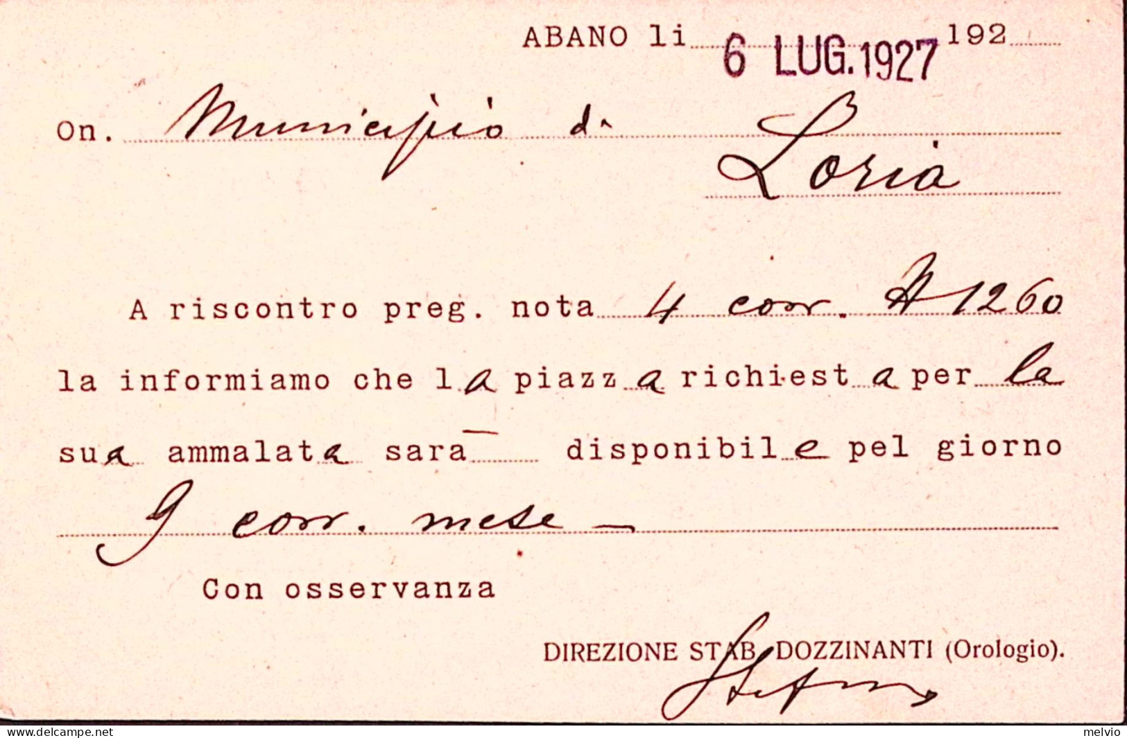 1927-S. FRANCESCO C.40 (194) Isolato Su Cartolina Abano (6.7) - Marcophilia