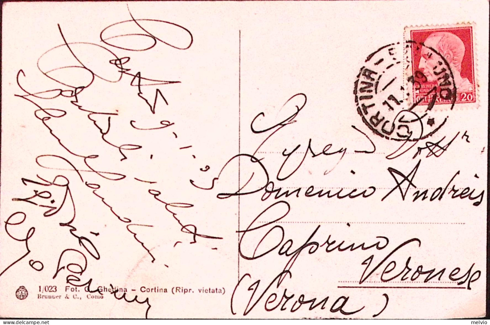 1939-CORTINA-BELLUNO C.2 (11.1) Su Cartolina Illustrata (Cortina Pomagagnon) - Belluno