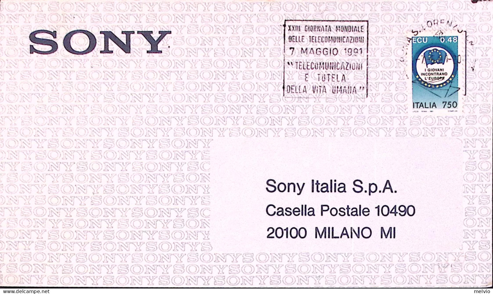 1991-Giovani E Europa Lire 750 (1957) Isolato Su Cartolina Formato Non Normalizz - 1991-00: Marcophilia