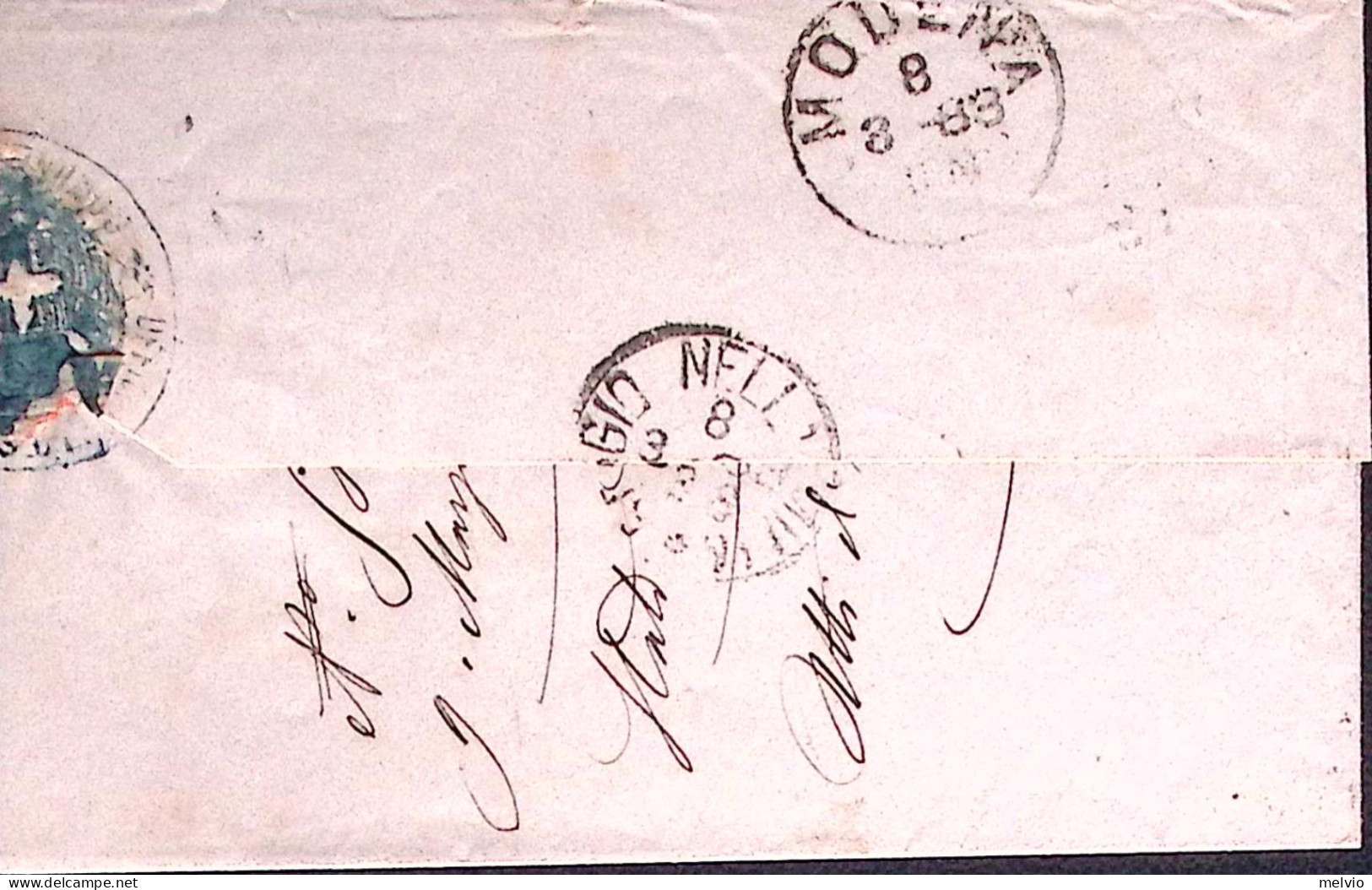 1883-MOGLIA C1+sbarre (8.3) Su Piego Affr. C.10 (38) - Storia Postale
