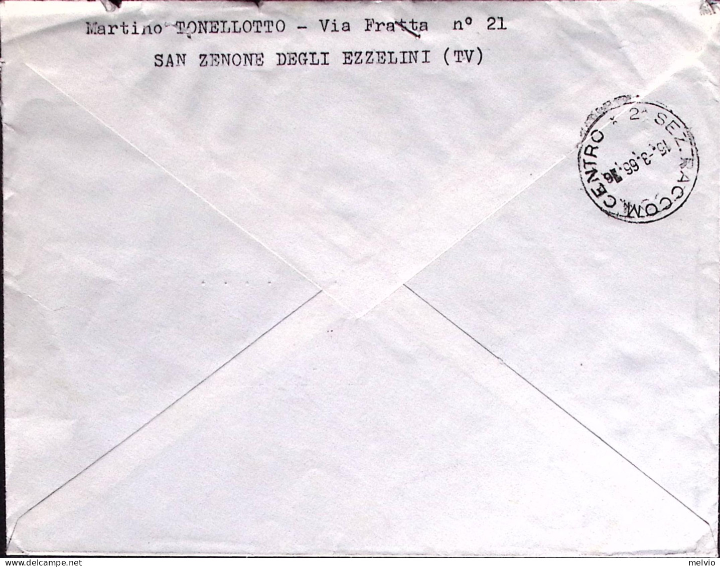 1966-Siracusana Coppia Lire 40 + Michelangiolesca Coppie Lire 5 E 40 Su Raccoman - 1961-70: Storia Postale