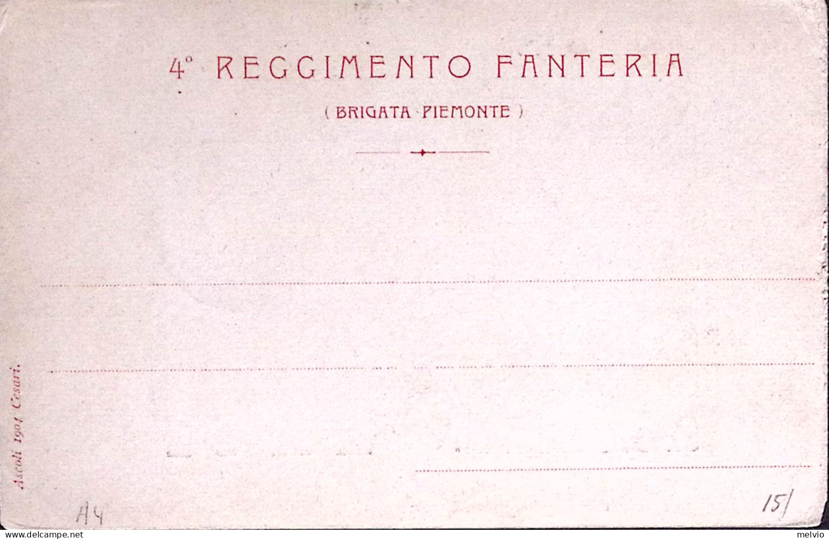 1903circa-4 REGGIMENTO FANTERIA Brig. PIEMONTE, Ed. Cesari, Nuova - Régiments