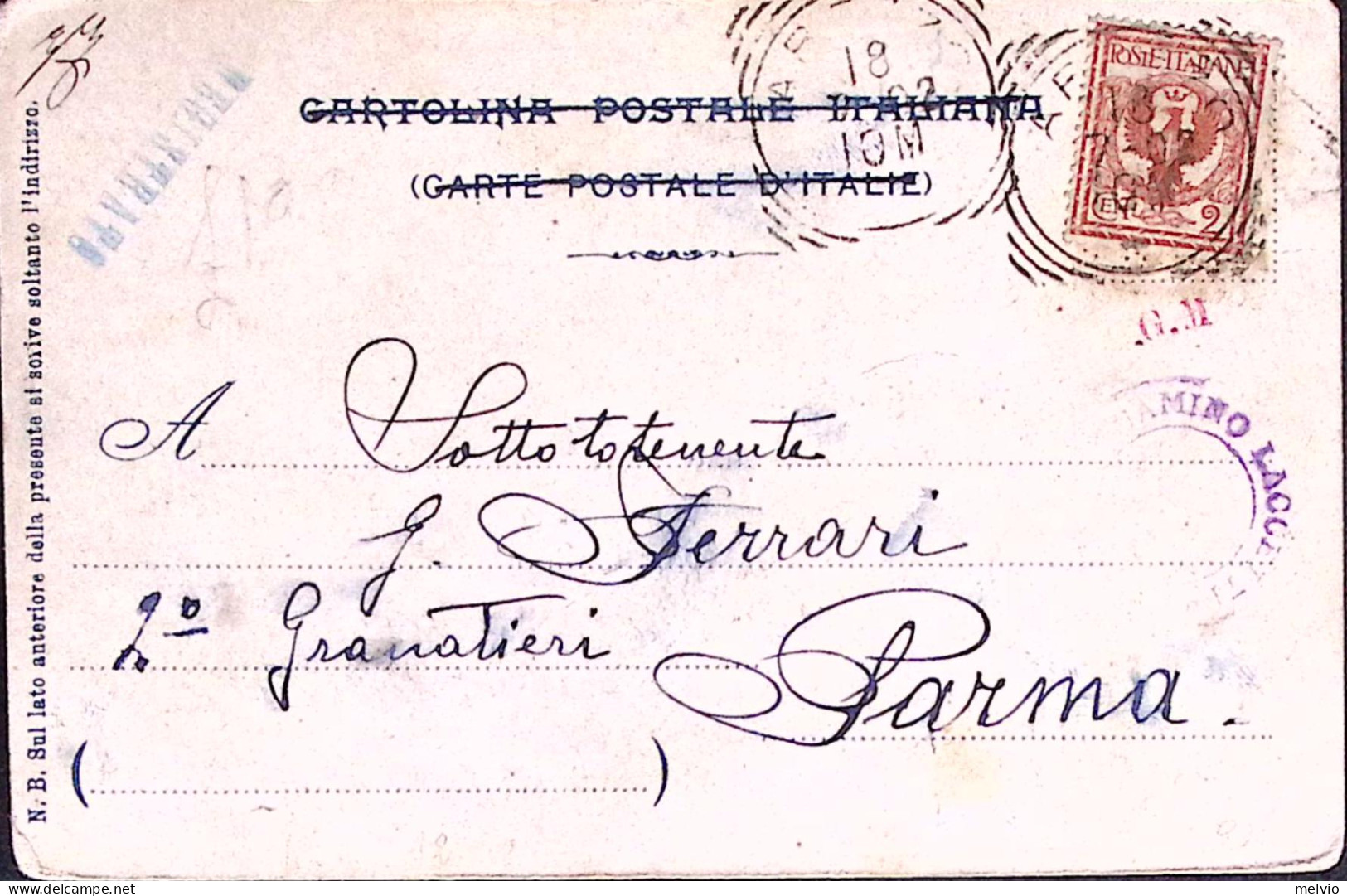 1902-34 REGGIMENTO FANTERIA, Ed. Gambi Stile Liberty, Viaggiata Arezzo (18.2) - Regiments