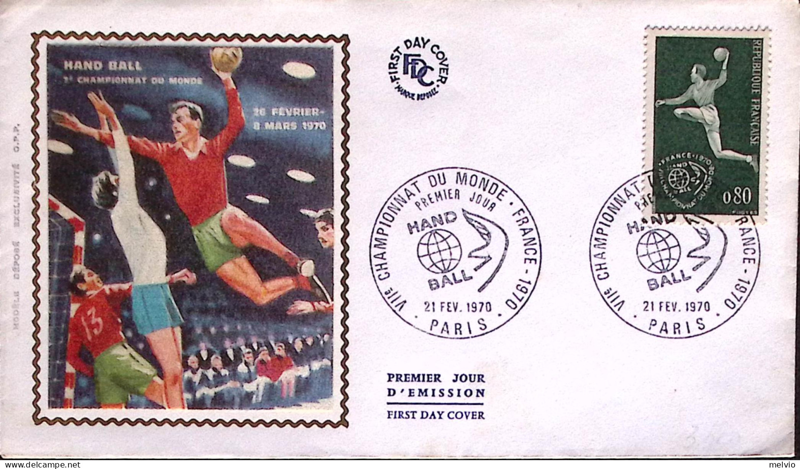 1970-Francia FRANCE CAMPIONATO MONDIALE PALLAMANO Ann. (21.2) Su Fdc - 1970-1979