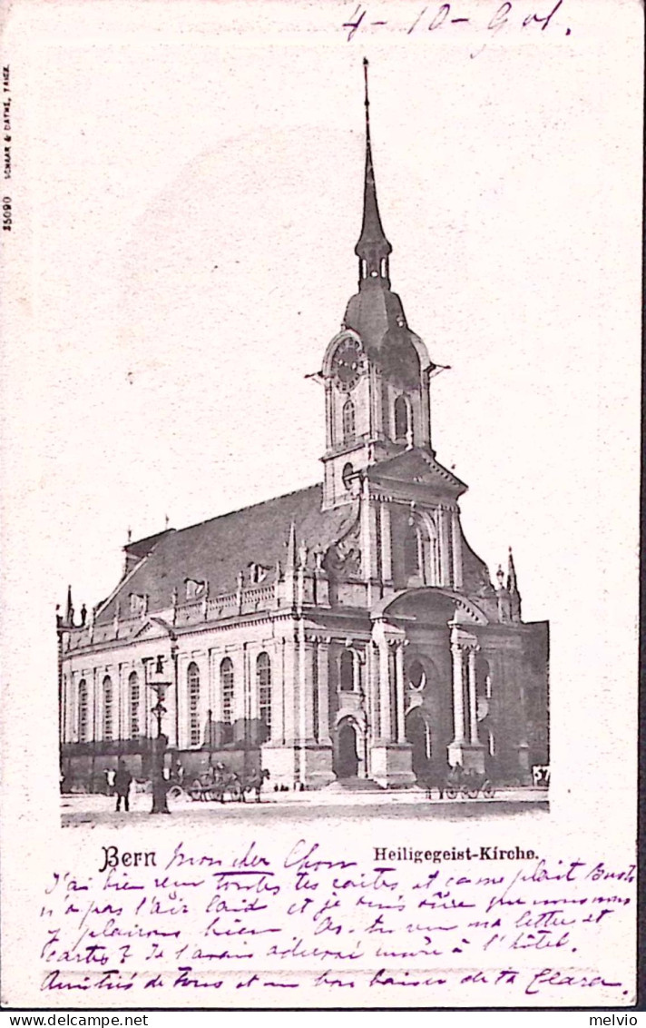 1901-BERN Heikigegeist-Kirche, Viaggiata Affrancata Svizzera C.10 Ann Ambulant/N - Marcofilia