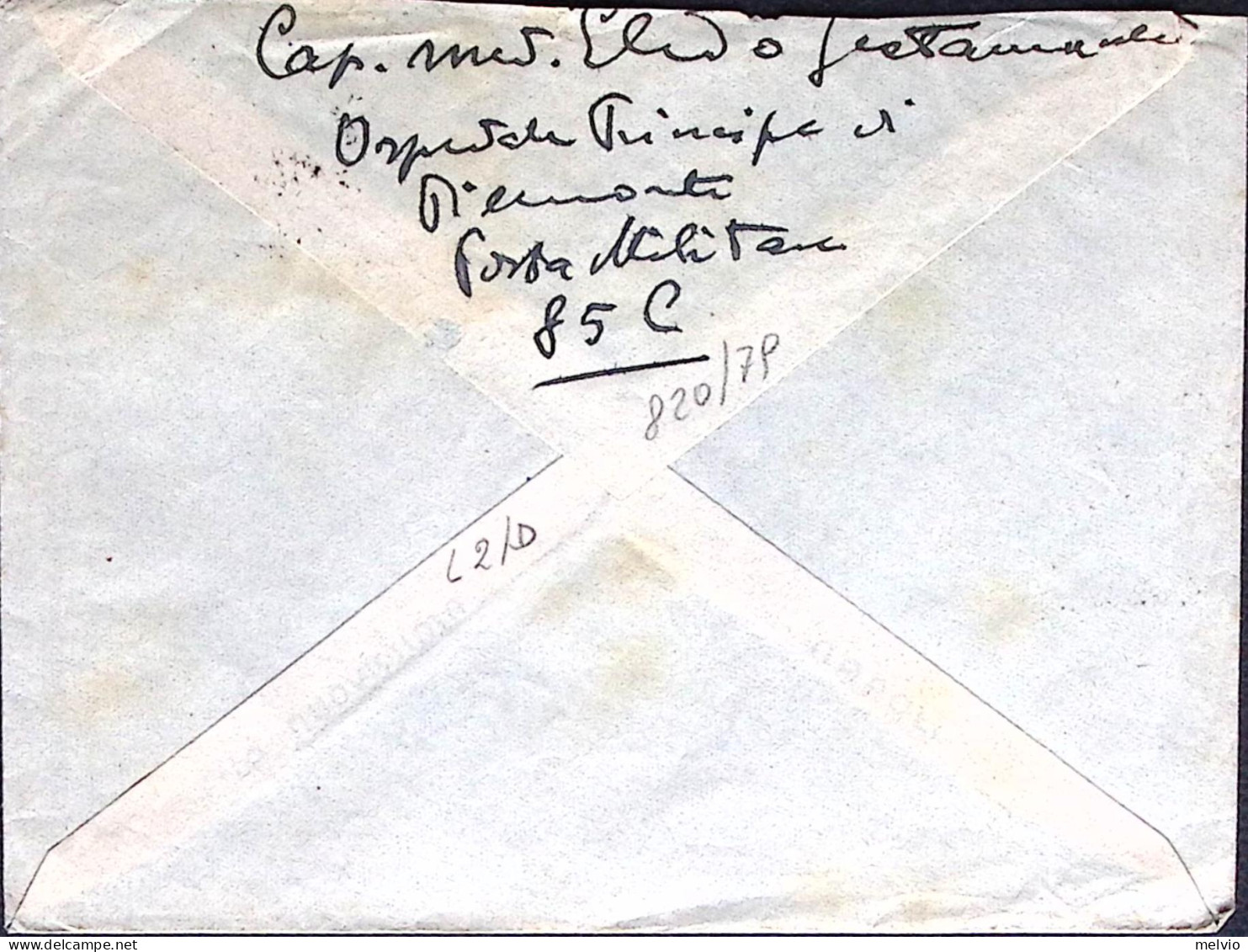 1942-Posta Militare/N 85 C.2 (1.10) Su Busta Via Aerea Manoscritto Al Verso Ospe - Storia Postale