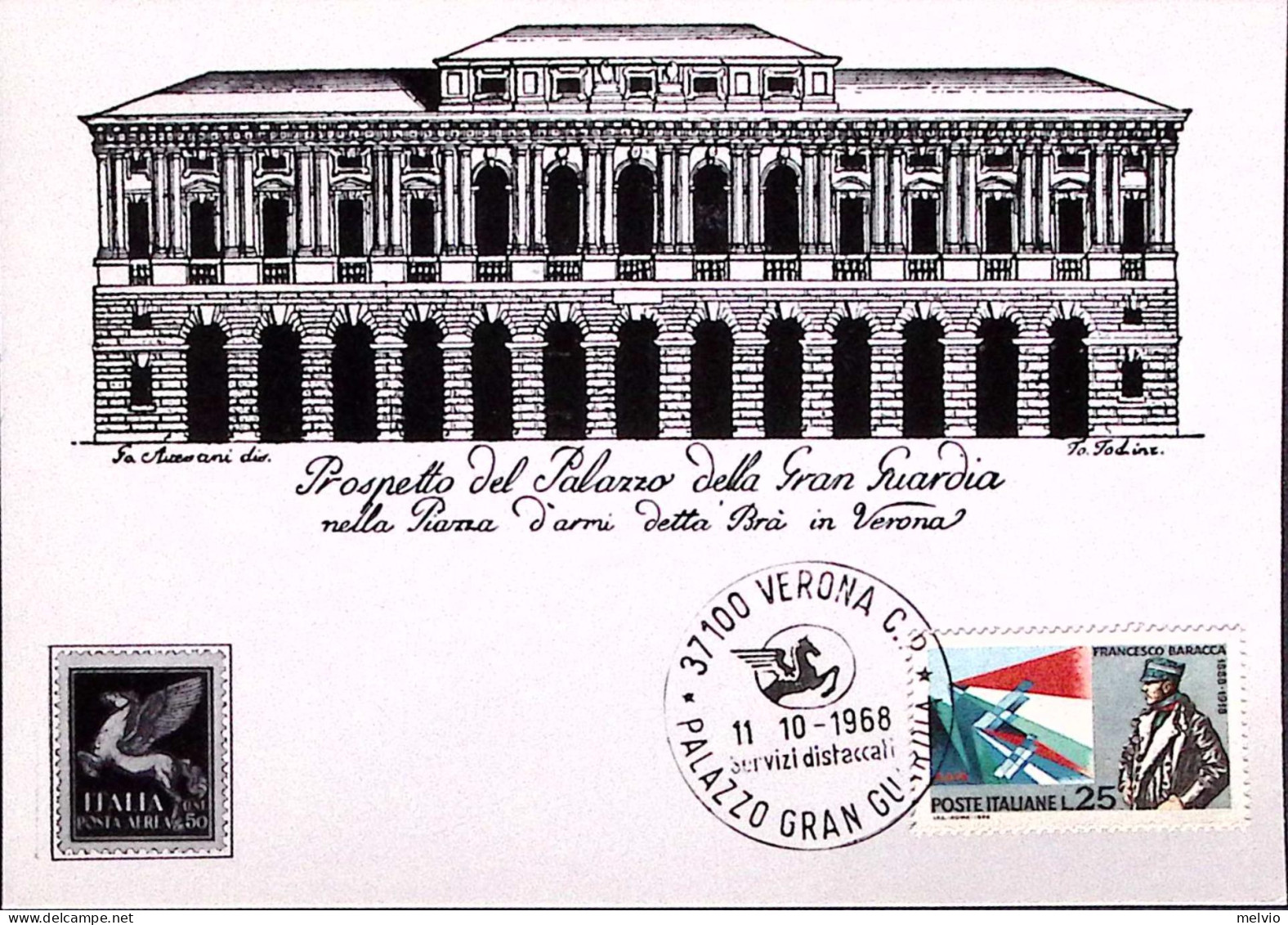 1968-VERONA PALAZZO GRAN GUARDIA Annullo Speciale (11.10) Su Cartolina Ufficiale - 1961-70: Poststempel