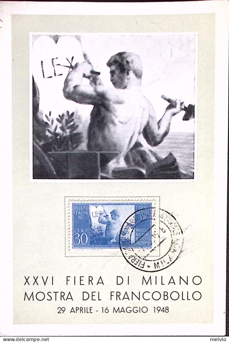 1948-MILANO FIERA CAMPIONARIA INTERNAZIONALE Annullo Speciale (3.6) Su Cartolina - Exhibitions