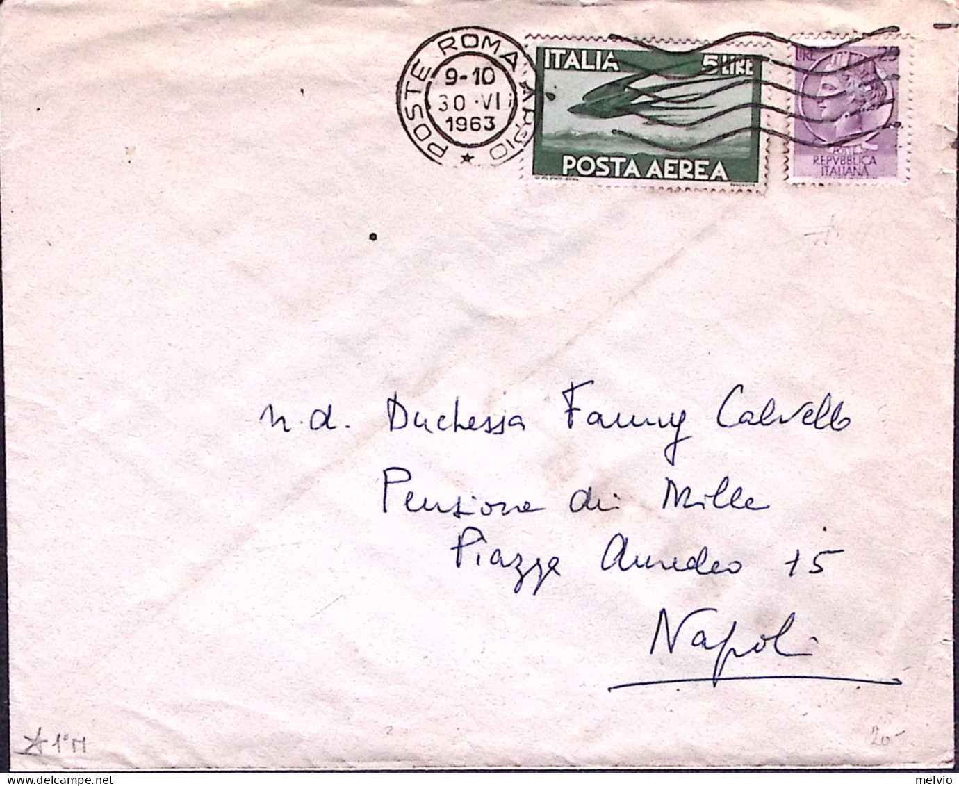 1963-Siracusana Filigrana Stelle 1 CORICATA Per MACCHINETTE Lire 25 (769/III) +  - 1961-70: Marcophilie