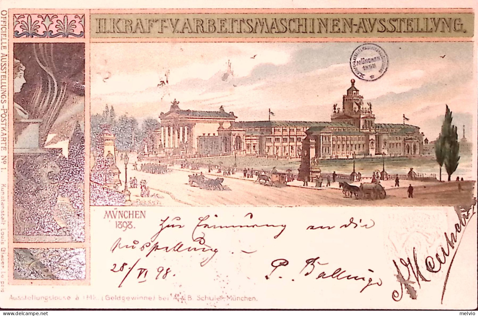 1899-Baviera CP P. 5 Pubbliitaria II^Mostra Lavoro Industriale, Viaggiata (29.6) - Andere & Zonder Classificatie