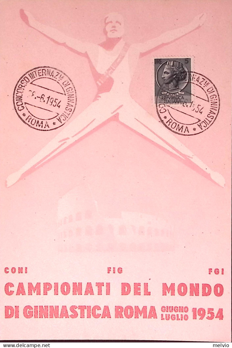 1954-CAMPIONATI MONDO GINNASTICA Annullo Speciale Roma (28.6) - Gymnastiek