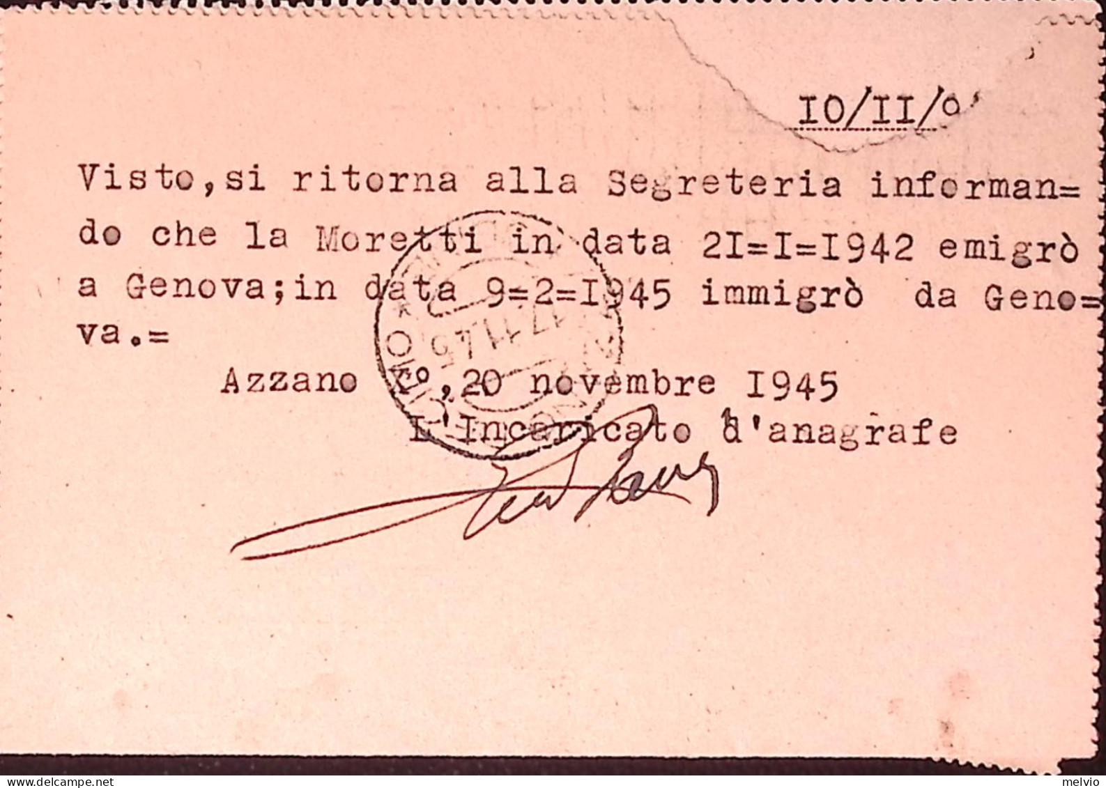 1945-Imperiale Senza Fasci Coppie C.20 E Lire 2 Su Biglietto Raccomandato - Marcofilía