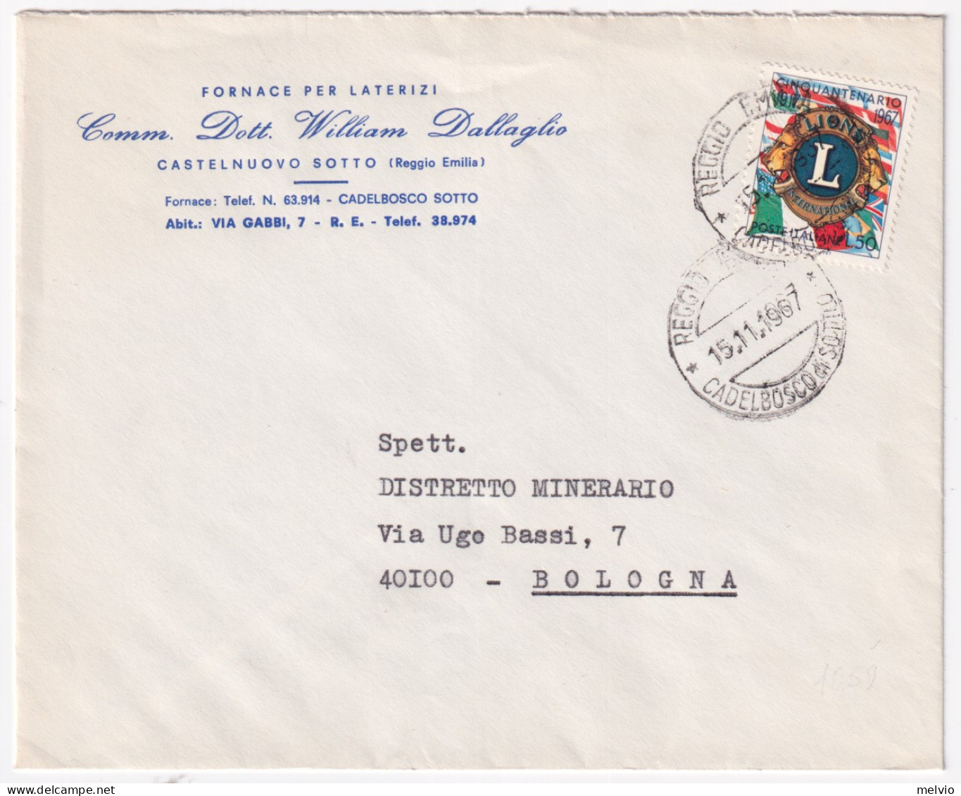 1967-LION'S CLUB (1059) Isolato Su Busta - 1961-70: Poststempel