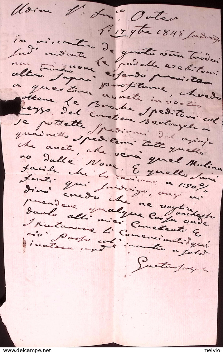 1845-LOMBARDO VENETO VICENZA SI (17.11) Su Lettera Completa. Testo - ...-1850 Préphilatélie