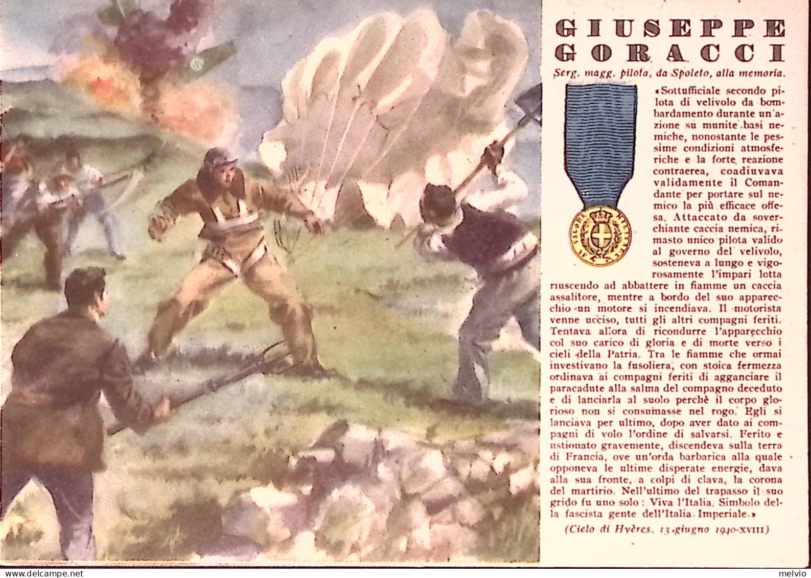 1941-GIUSEPPE GORACCI, Serie Medaglie D'Oro N.3, Nuova - Patriotic