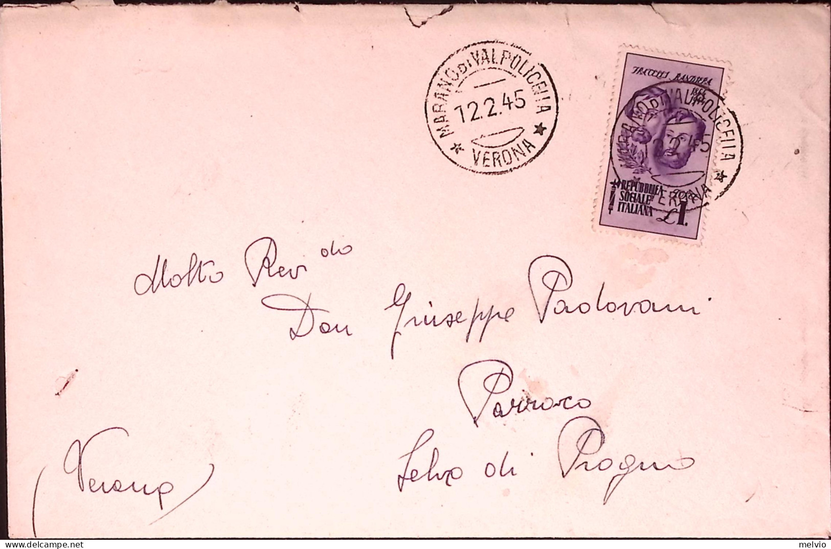 1945-FR.LLI BANDIERA Lire 1 (513) Isolato Su Busta Marano V. (12.2) - Marcofilía
