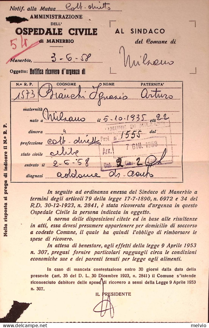 1958-X Costituzione Lire 25 E 60 (829/0) Su Cartolina Raccomandata Manerbio (6.6 - 1946-60: Storia Postale