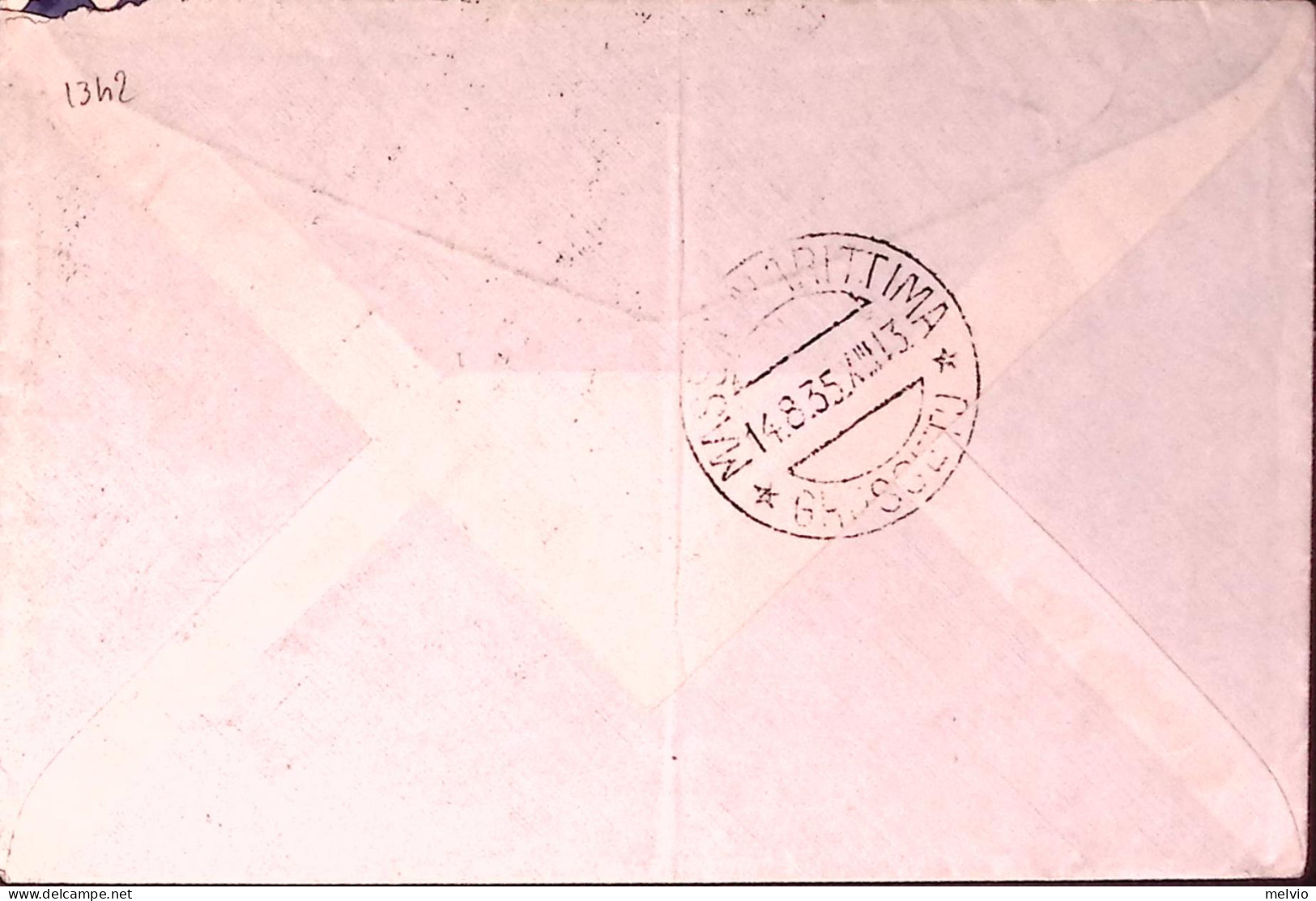 1935-Posta Militare 2/E C.2 (6.8) Su Busta Via Aerea Affr. Eritrea C.25 E Lire 2 - Eritrea