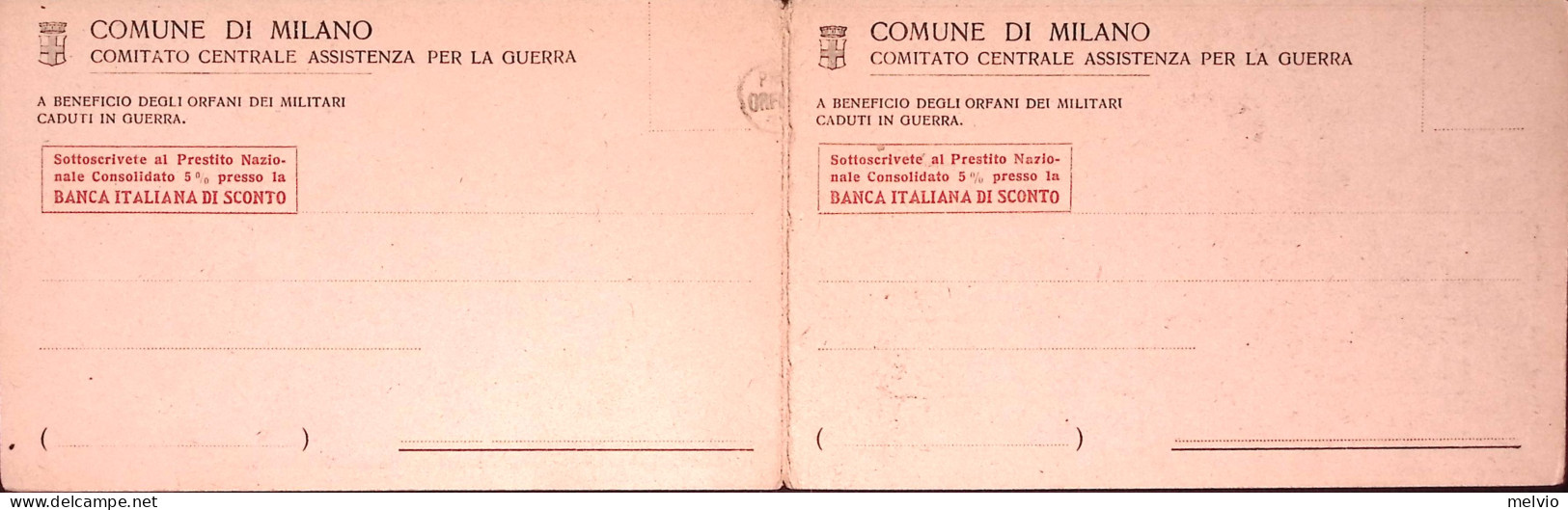 1916-COMUNE Di MILANO COMITATO CENTRALE ASSISTENZA Per La GUERRA Cartolina Calen - Patriotic