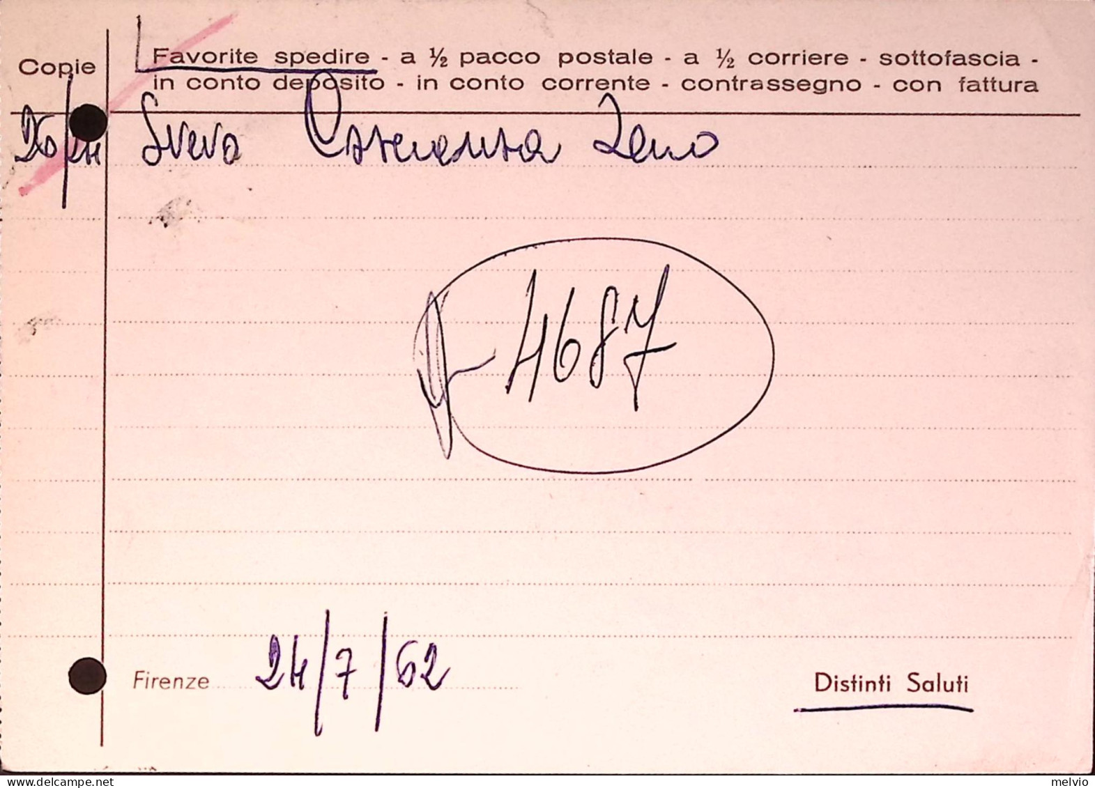 1962-Michelangiolesca Lire 5 Isolato Su Cedola Commissione Libraria - 1961-70: Poststempel