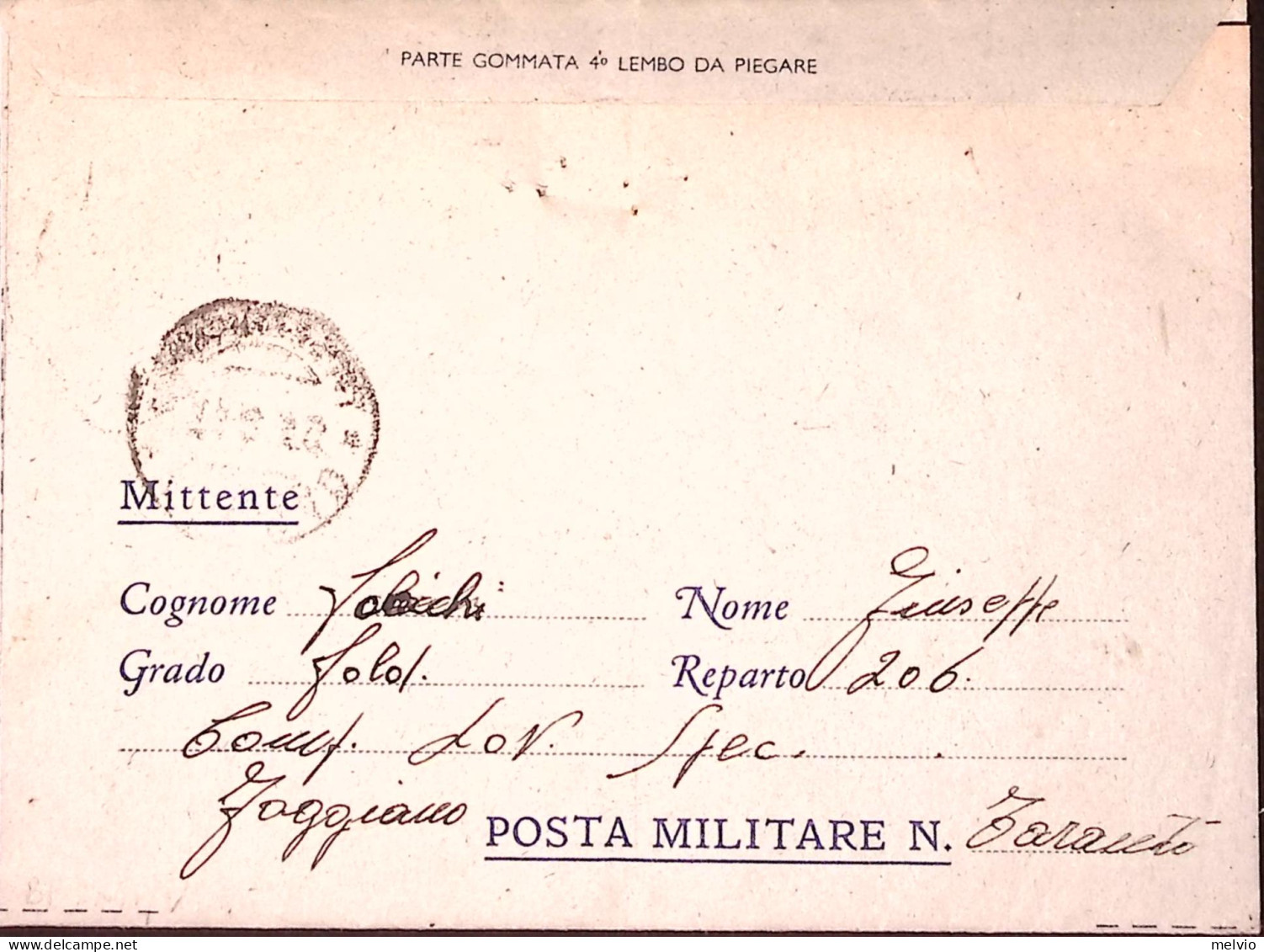 1943-Posta Militare/n. 3450 C.2 (18.8) Su Biglietto Franchigia - Marcofilía