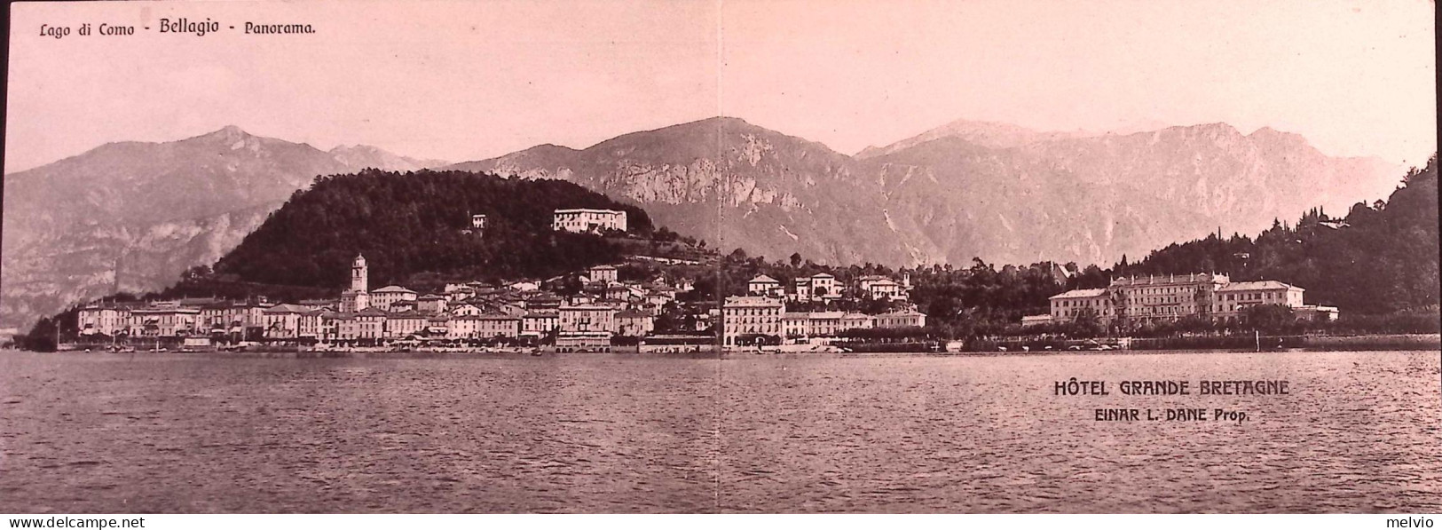 1910-LAGO Di COMO-BELLAGIO Hotel Grande Bretagne Cartolina Doppia Pubblicitaria, - Como