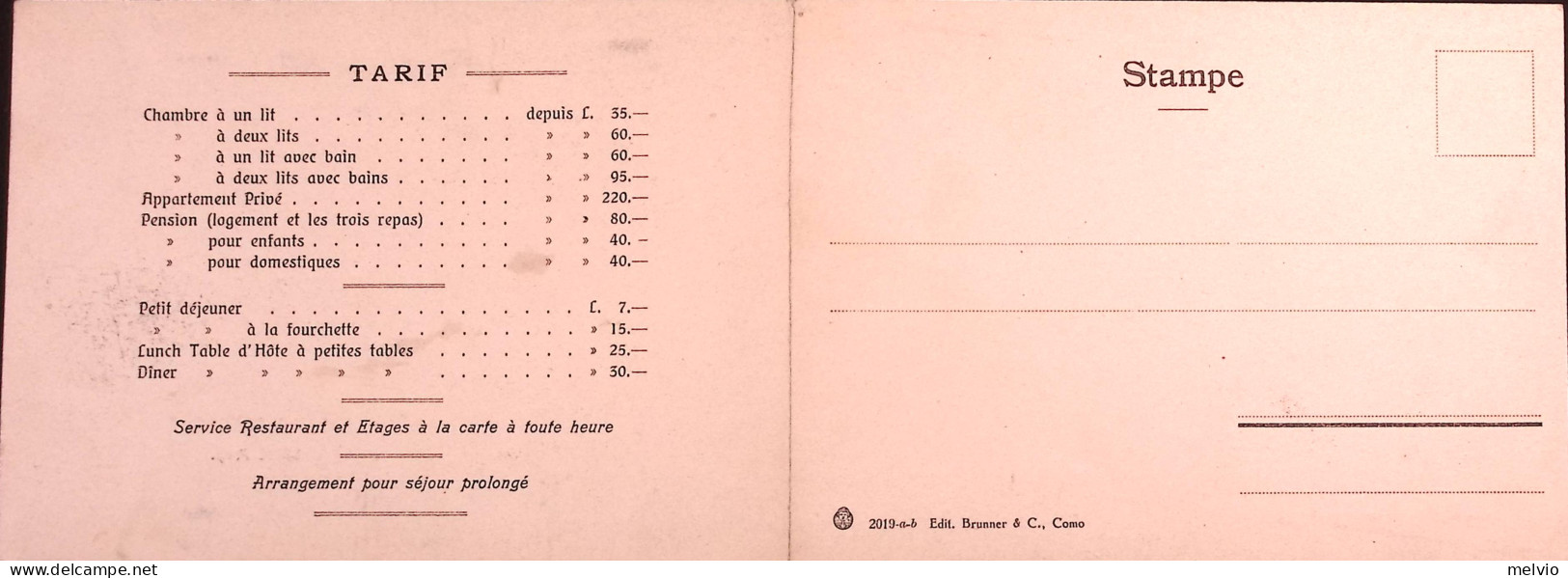 1910-LAGO Di COMO-BELLAGIO Hotel Grande Bretagne Cartolina Doppia Pubblicitaria, - Como