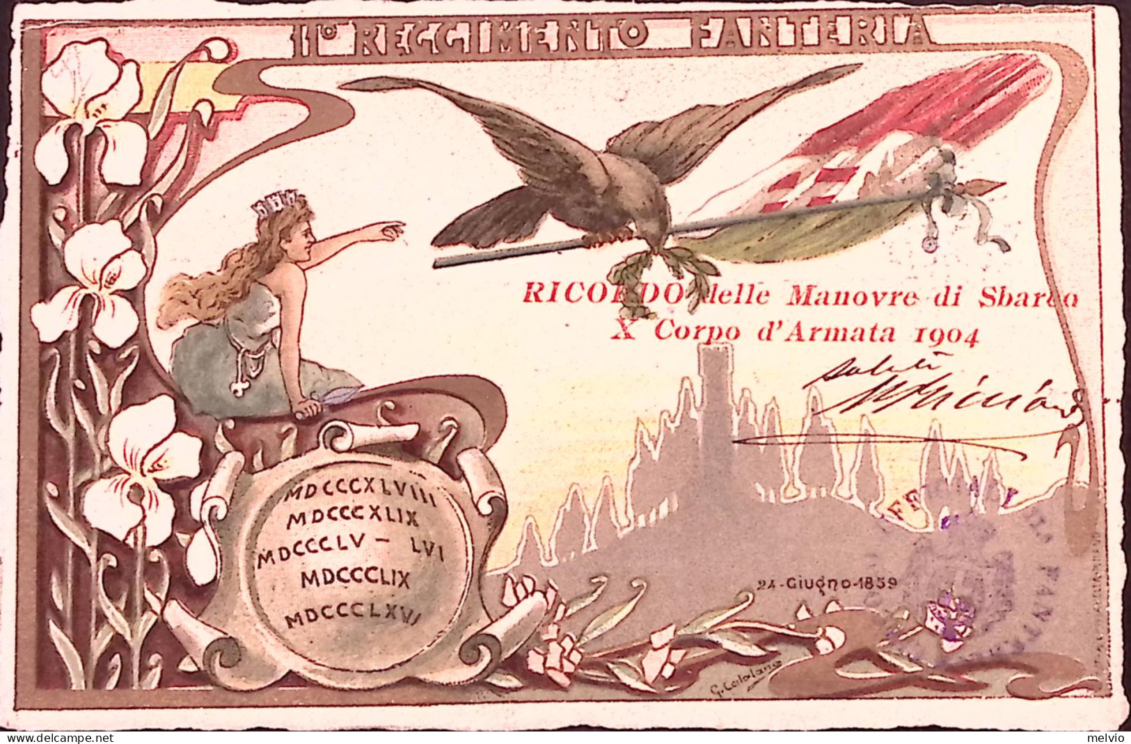1904-11 REGGIMENTO FANTERIA, Ricordo Manovre Di Sbarco, Viaggiata - Regimientos