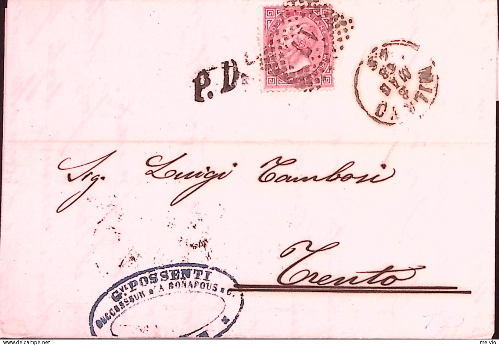 1868-effigie C.40 (T20) Isolato Su Lettera Completa Testo Milano (8.5) Per L'Aus - Marcofilie