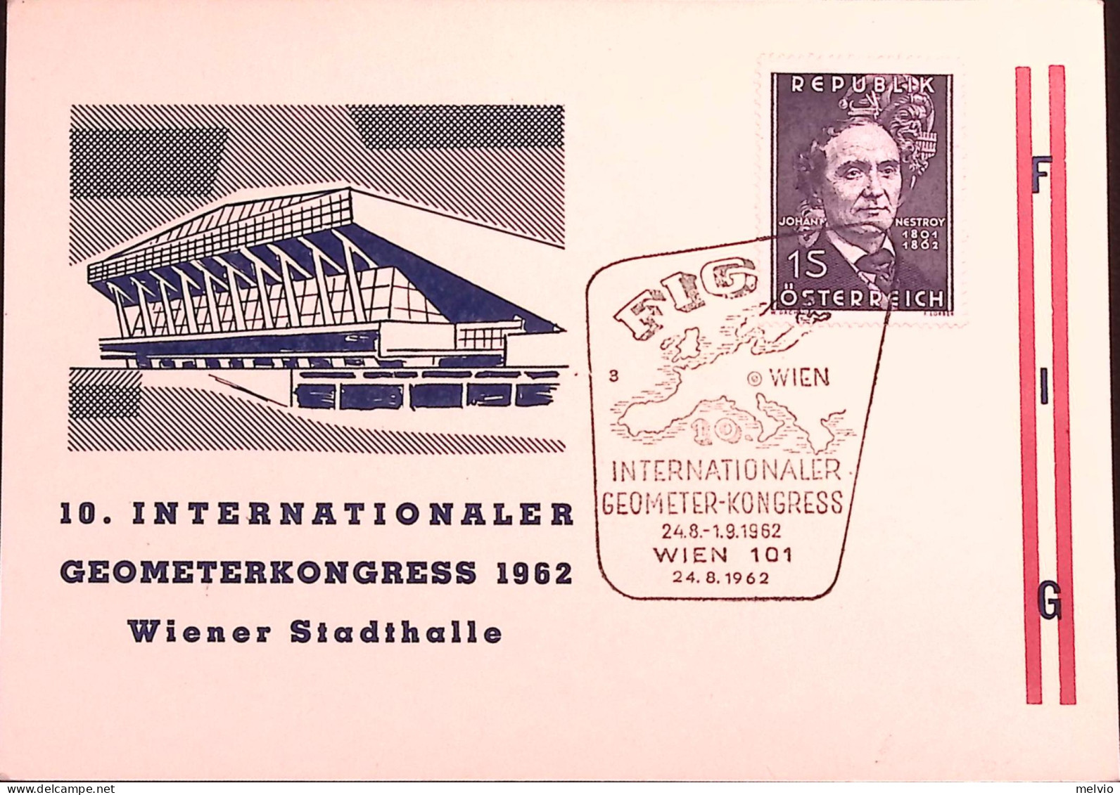 1962-Austria CONGR. INTERN. GEOMETRI/VIENNA (24.8.62) Ann. Spec. Su Busta - Altri & Non Classificati