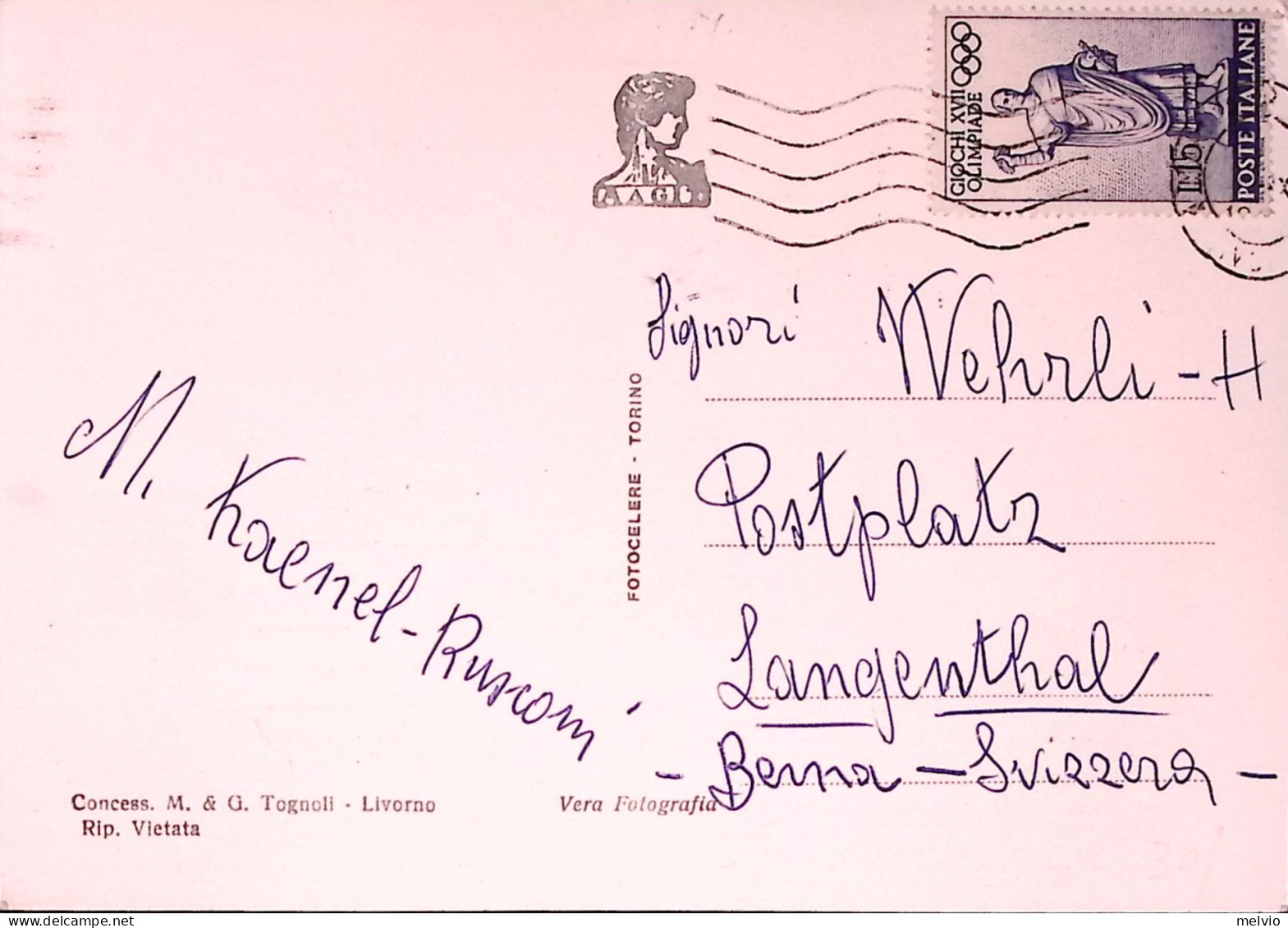 1960-Isola D'Elba Vedute Viaggiata Affrancata Olimpiadi Lire 15 (887) Per La Svi - Livorno