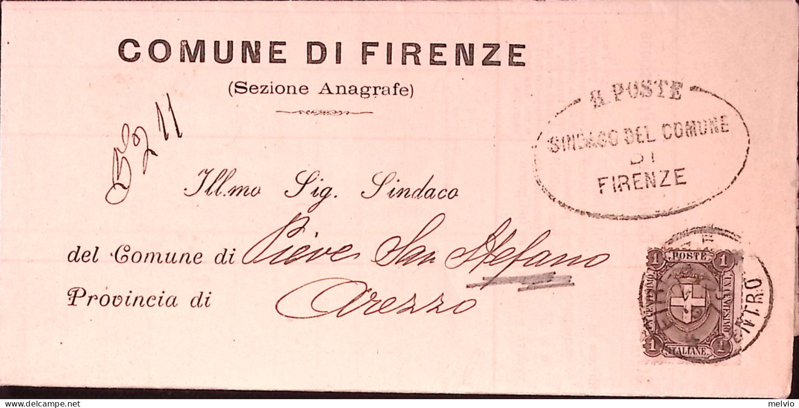 1881-STEMMA C. 1 (66) Isolato Su Piego Firenze (22.3) - Poststempel