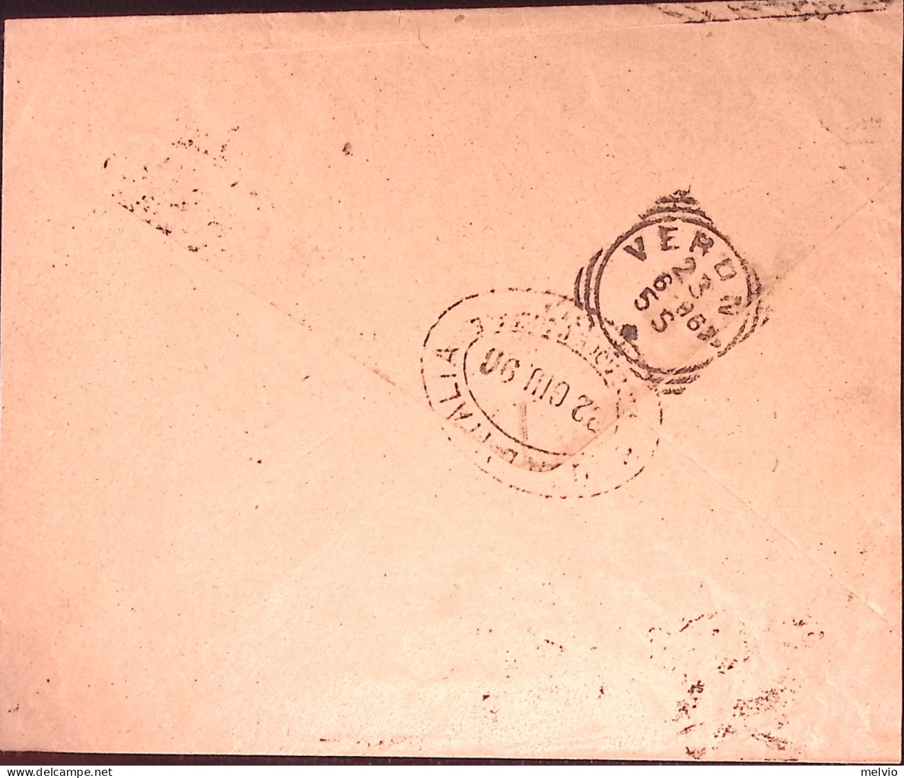 1896-PERFORATI Effigie C.40 Perfin B.N. (Banca Nazionale) Su Busta Roma (22.6) - Poststempel