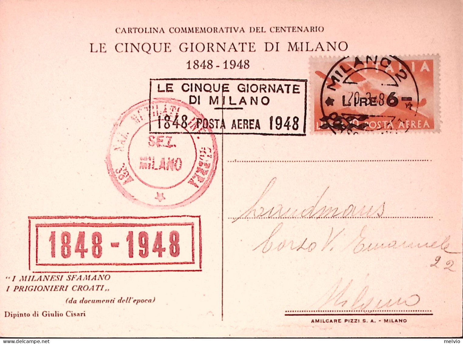 1948-G. CISARI I Milanesi Sfamano I Prigionieri Croati, Cartolina E Annullo Spec - Milano (Milan)