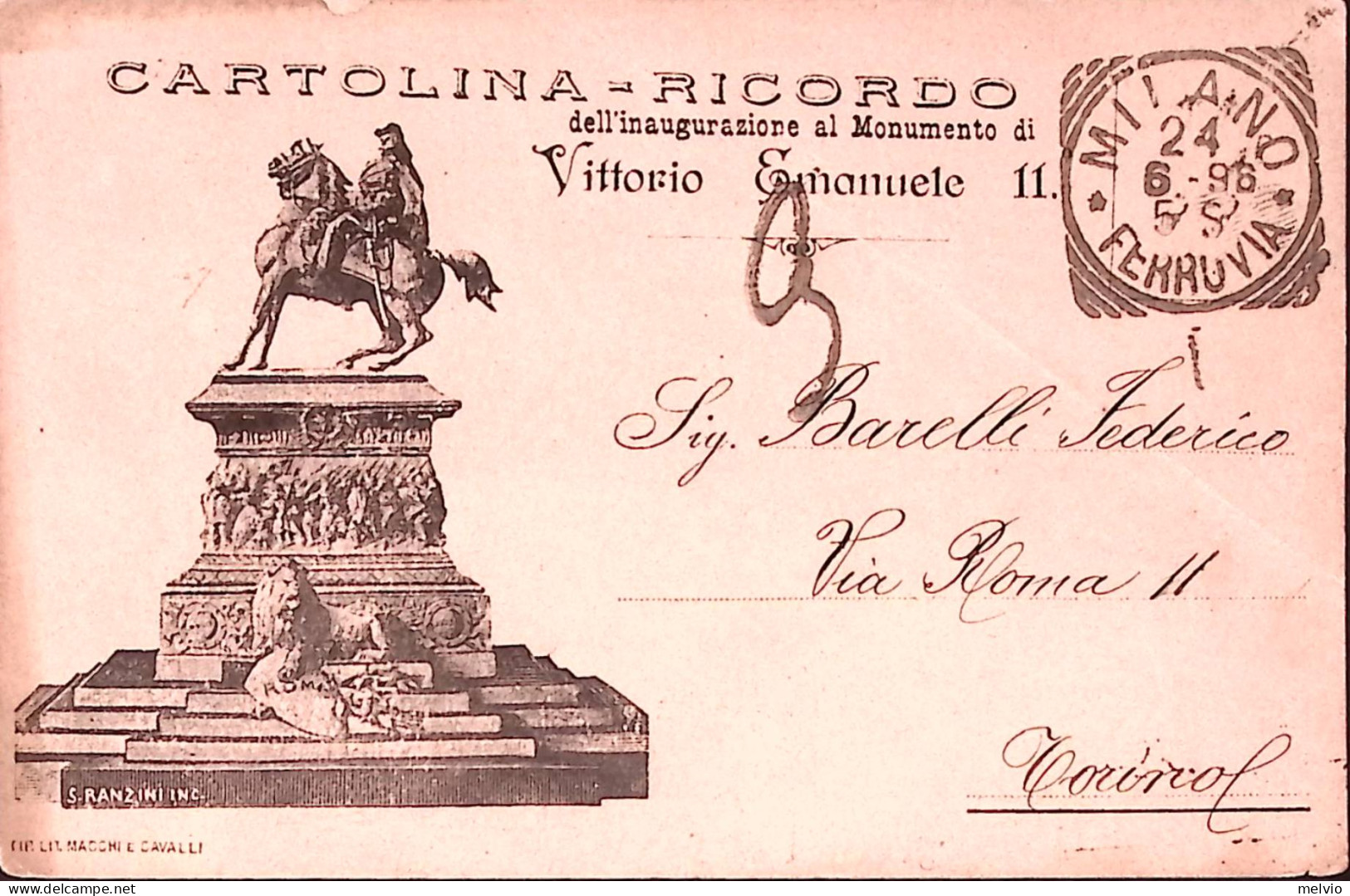1898-MILANO INAUGURAZIONE MONUMENTO VITTORIO EMANUELE II, Viaggiata - Patriottisch