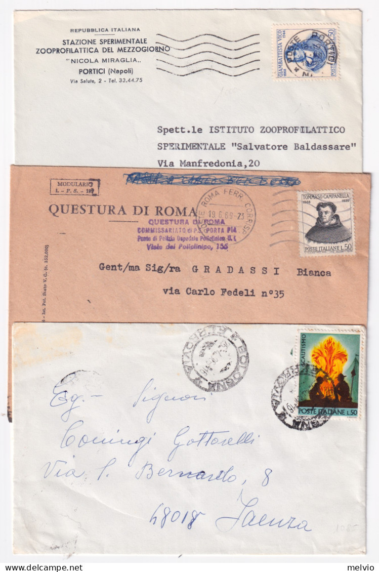 1968-SCOUT, EUROPA'68, BOITO, VICO E CAMPANELLA Isolati Su 5 Buste - 1961-70: Storia Postale