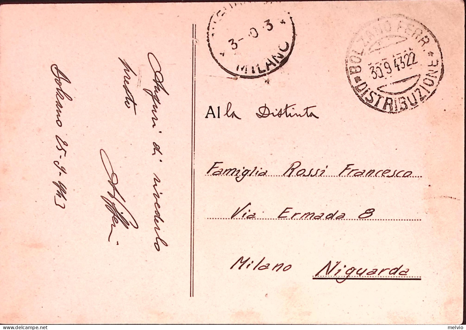 1943-Cartolina Franchigia CRI Bolzano (30.9.43) Con Comunicato A Stampa Di Passa - Storia Postale