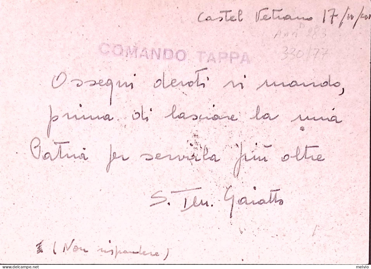 1941-Posta Militare M/(SEZIONE A) C.2 (17.11) Su Cartolina Franchigia Manoscritt - Storia Postale
