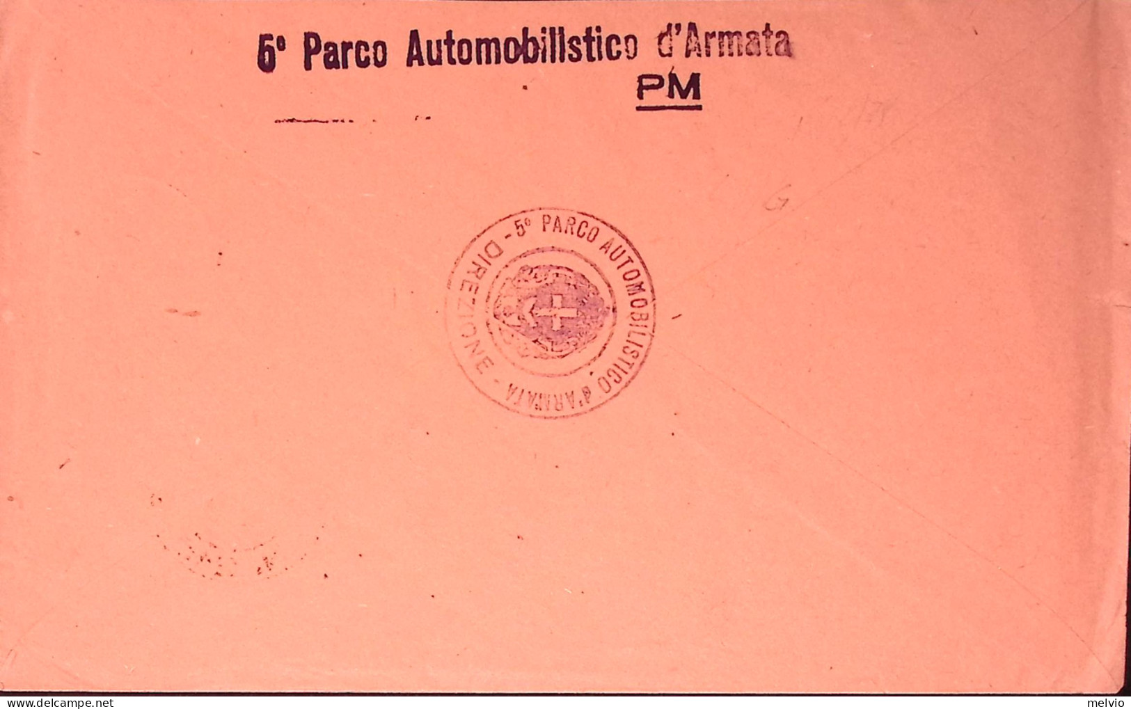 1942-Posta Militare/n. 215 C.2 (6.11) Su Busta Rossa Di Servizio - Marcophilie