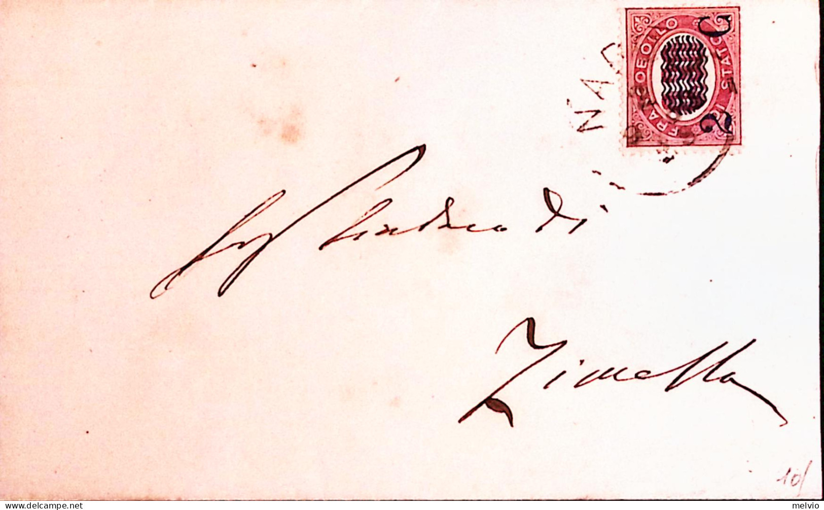 1880-francobolli Per Stampe Sopr.c.2/0,30 Isolato Su Piego Napoli (4.9) - Poststempel