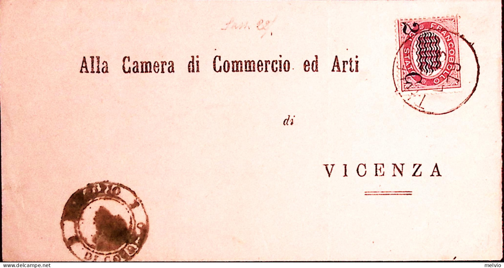 1878-Francobolli Per Stampati Sopr.c.2/0.02 Isolato Su Piego - Marcophilia