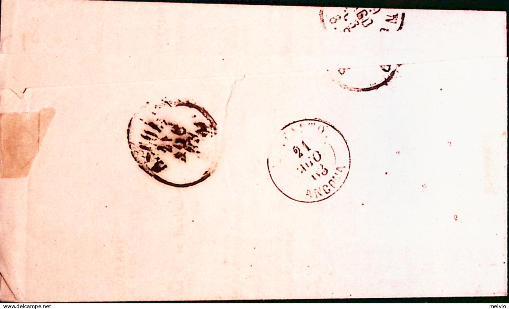 1863-CIFRA In RILIEVO Due C.1 (uno Radente) Su Circolare Novara (10.8) - Marcophilia